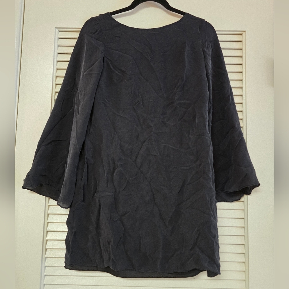 Alice & Trixie - Black Silk Bell-Sleeves Lightweight Dress With Lining